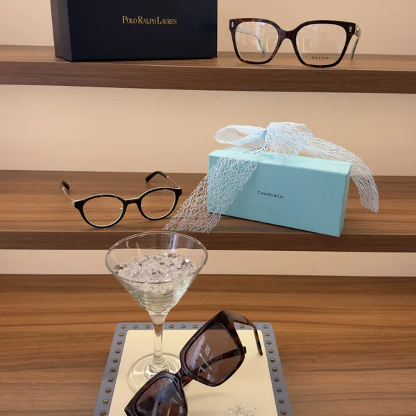 Designer frames styled on the display shelves