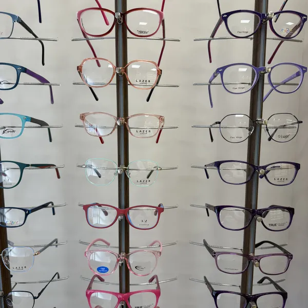 A rack of colourful frames