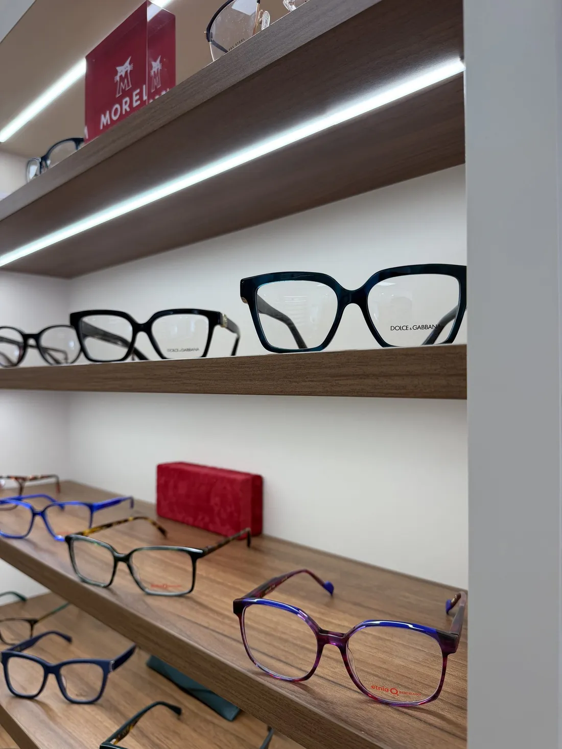 Morel frames on the display shelves