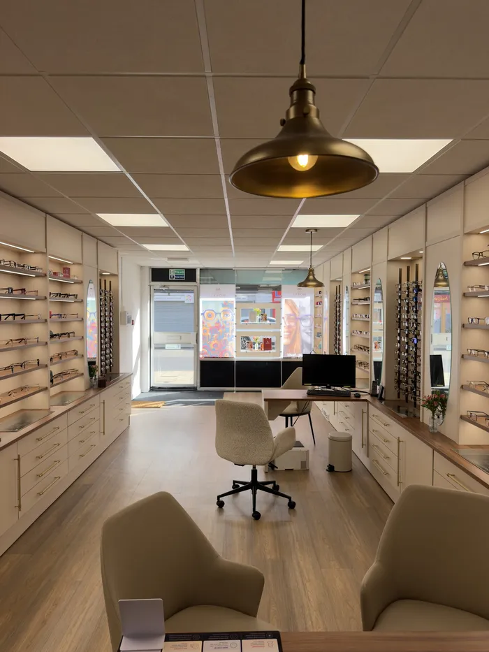 The newly refitted Ashby practice, with frame displays along both walls
