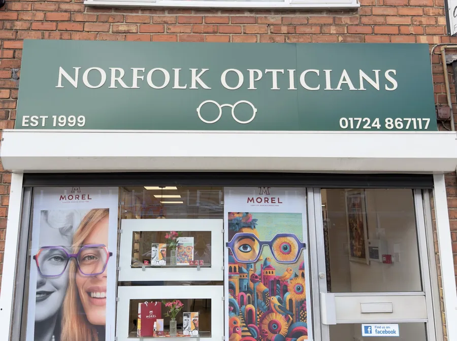 The Norfolk Opticians shopfront on Ashby High Street, Scunthorpe